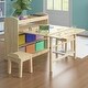 preview thumbnail 10 of 16, Kids Art Table and 2 Chairs,Kid Craft Table with Supplies Storage Shelves,Canvas Bins,Paper Roll for Preschool Toddler Burlywood