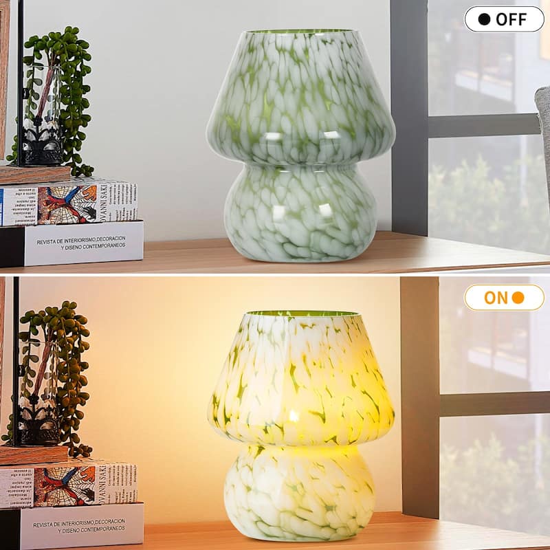 Green Art Glass Gourd Table Lamp Nightlight Reading Lamp - 5.8'' x 5.8'' x 7.3'' (L x W x H)