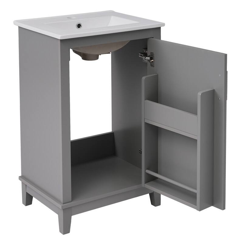 20 Inch Modern Small Bathroom Vanity Cabinet with Ceramic Basin