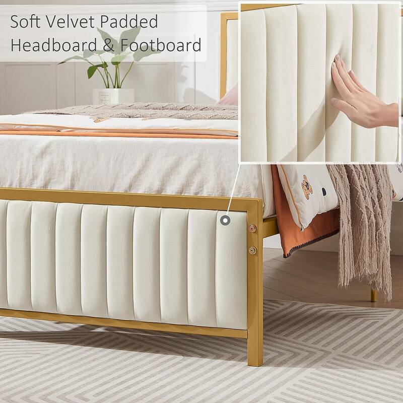 VECELO Twin Size Bed Frame Faux Leather Upholstered Platform Bed Twin Size Bed Set of 2