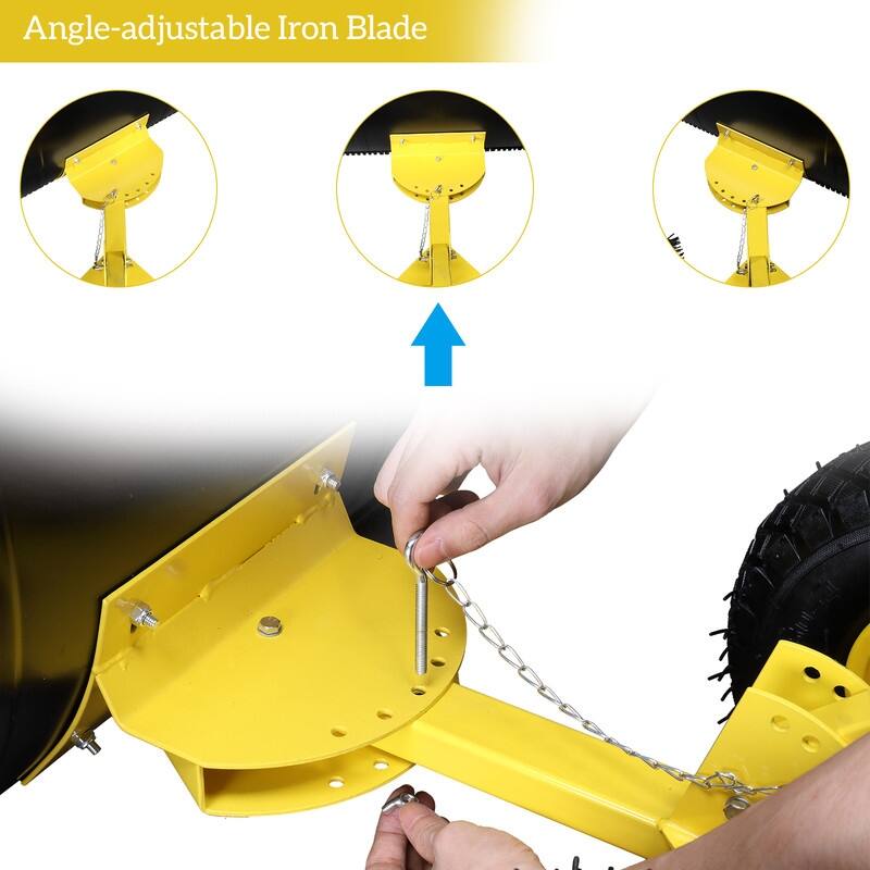 Rolling Snow Pusher with Wheels and Adjustable Handle