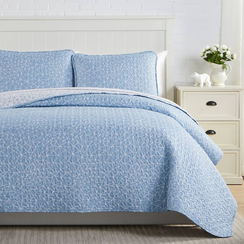 Geometric Maze Quilt and Sham Set