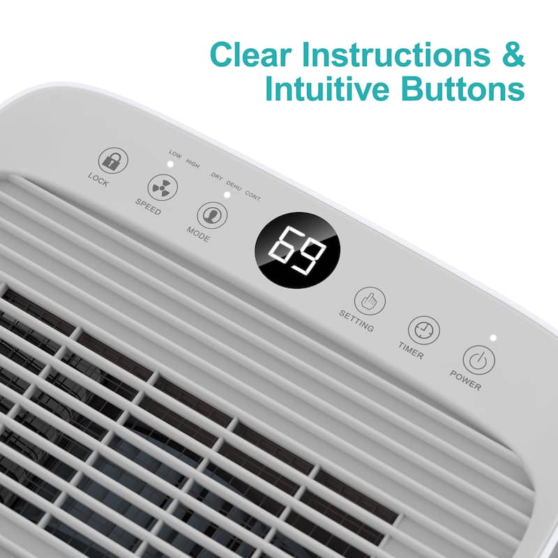 80 Pints Home Basement Dehumidifier with Intelligent Control Panel,for Rooms up to 5000 Sq.Ft