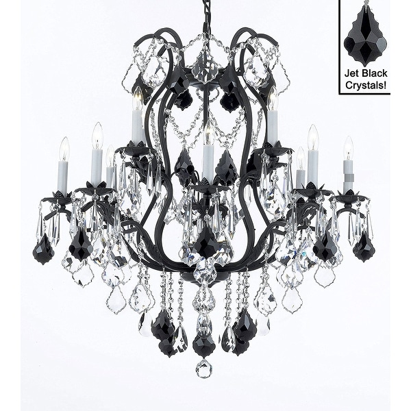 Wrought Iron Crystal Chandelier Lighting H30 X W28 On Wrought Iron Crystal Chandelier Lighting H30 X