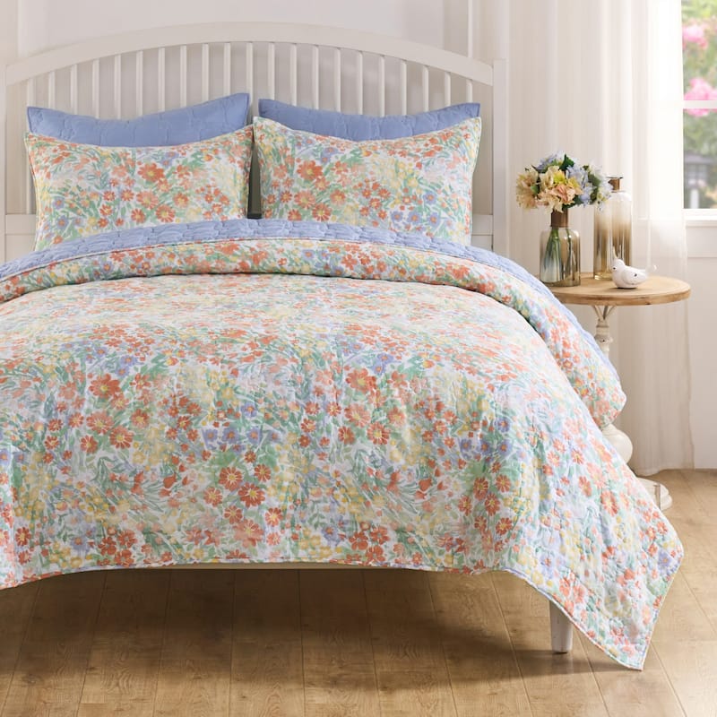 Greenland Home Fashions Alice Modern Floral Quilt Set