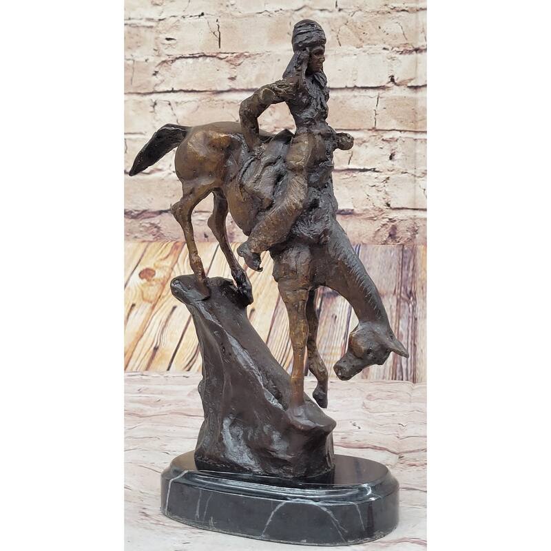 Mountain Man Frederic Remington Bronze Statue Native American Sculpture 11 Inches X 9 Inches
