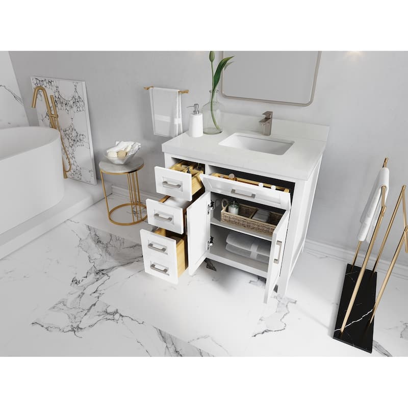 Willow Collections 36 in. W x 22 in. D Cambridge Right Offset Sink Bathroom Vanity with Countertop