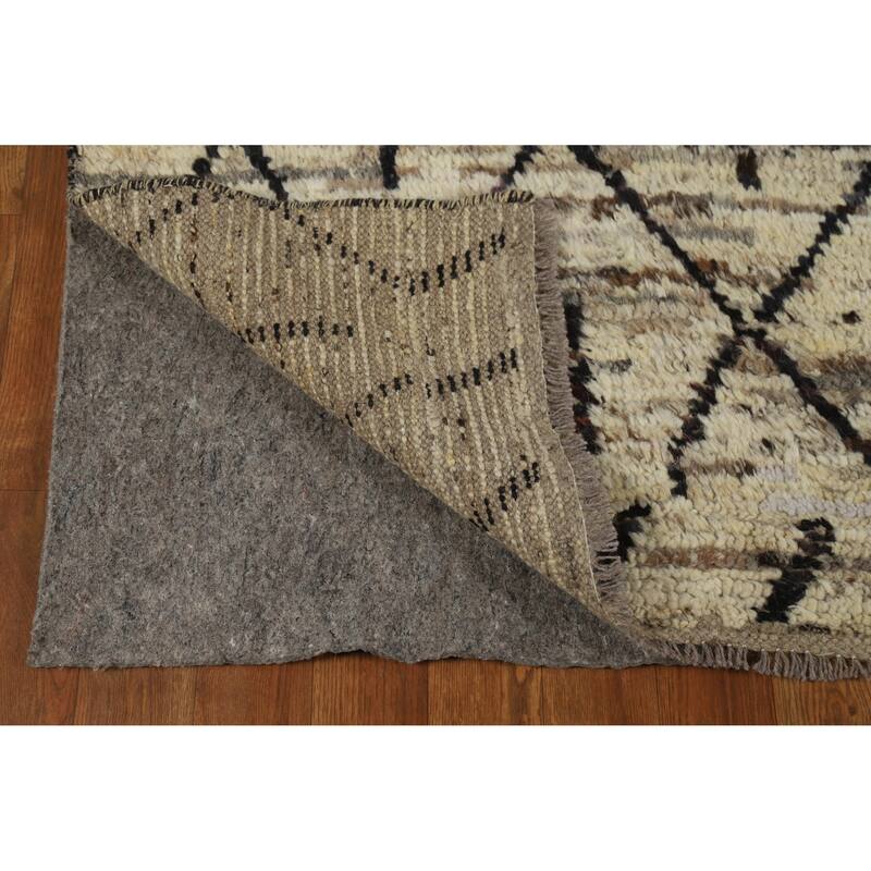 Geometric Trellis Moroccan Oriental Area Rug Hand-Knotted Wool Carpet - 6'11" x 9'5"