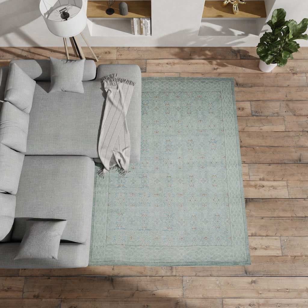 Empress Bordered Area Rug - Light Blue - 6' x 9' - 6' x 9'