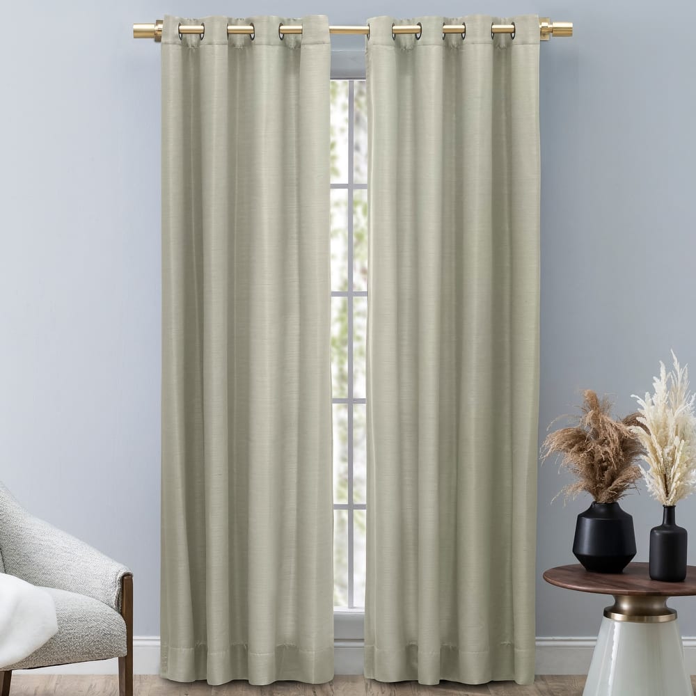 Porch & Den Peete Grasscloth Grommet Curtain Panel