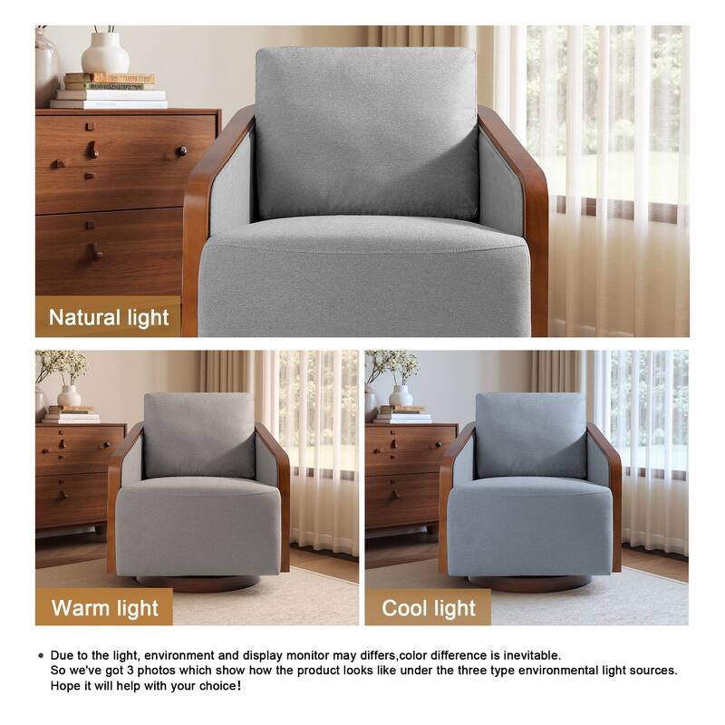 Chenille Modern 360°Swivel Barrel Chair Round Base