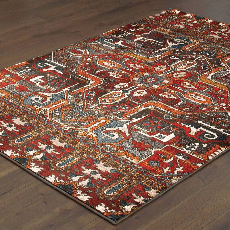 Style Haven Seville Tribal Medallion Red/ Orange Area Rug Bed Bath