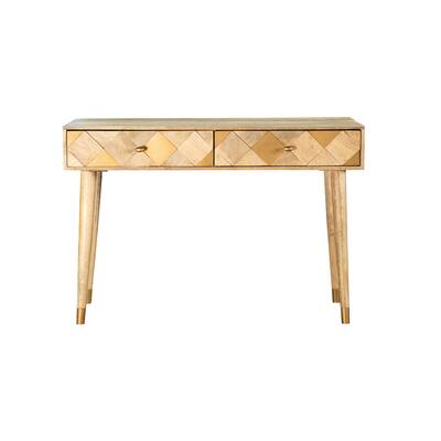 Natural Rectangular Storage Console Table