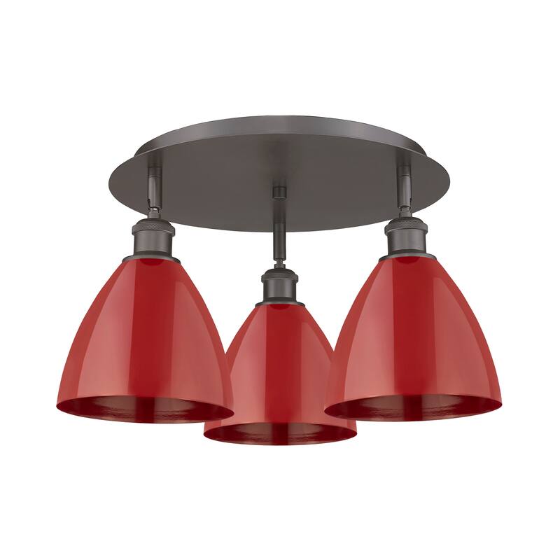 Innovations Lighting Ballston - 3 Light 19" Flush Mount - Oil Rubbed Bronze/Red