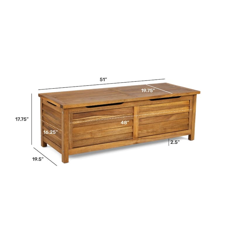 Maho Outdoor Golden Teak Storage 51" Deck Box made from Water-Resistant Acacia Wood