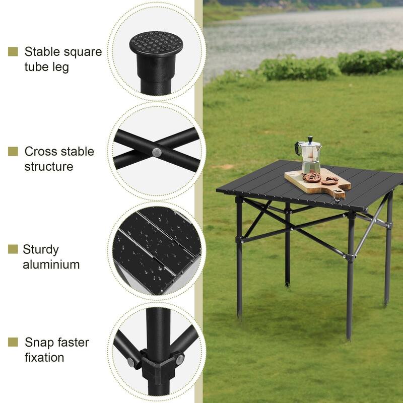 Black Tube Frame Heavy Duty Portable Folding Camping Table