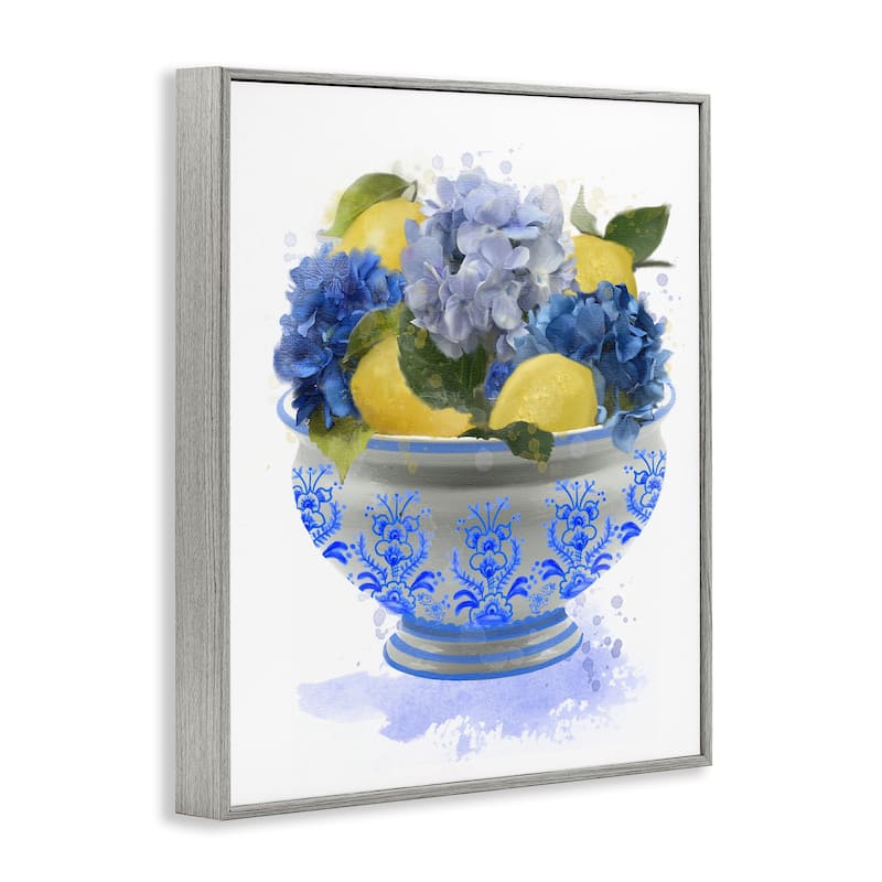 Stupell Hydrangea & Lemon Bowl Framed Giclee Art Design By Matthew Piotrowicz