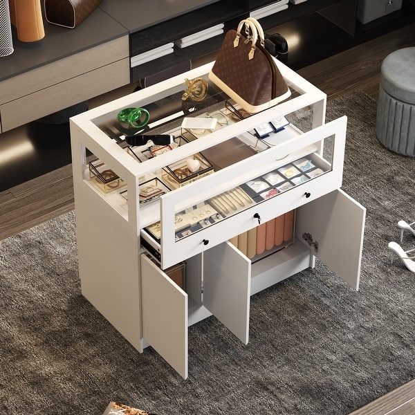 Jewelry and Display Cabinet with Glass Top and Secure Storage Dresser - On Sale - Bed Bath & Beyond - 40826464 Jewelry and Display Cabinet with Glass Top and Secure Storage Dresser - On Sale - Bed Bath & Beyond - 40826464