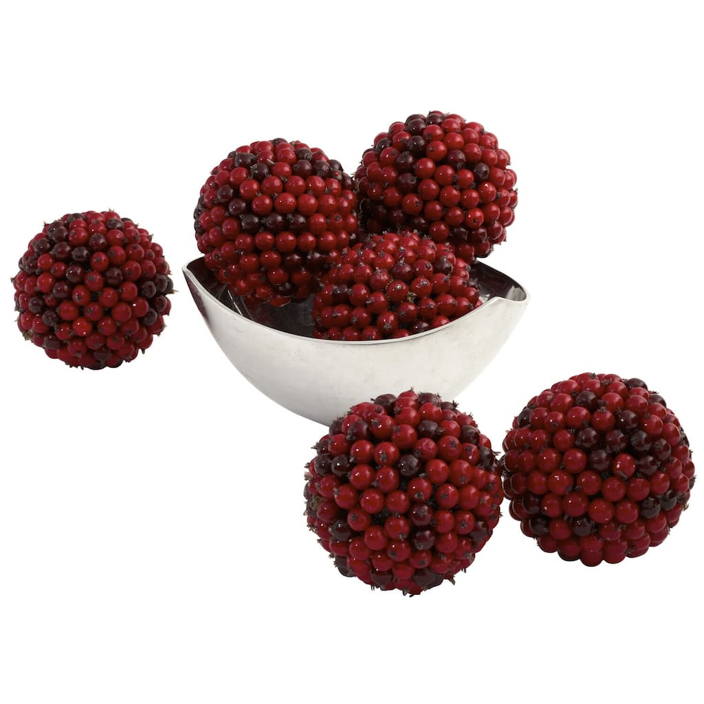 Decorative Berry Balls Set - 5 Inch Red Fruit Ornaments - Holiday Home Decor - Festive Table Centerpiece - 6 Pack - 0.38ft.