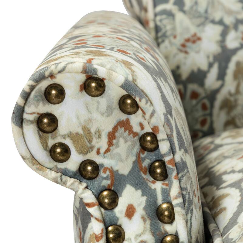 Nyctelius Nailhead Trim Traditional Accent Armchair with Rolled Arms by HULALA HOME