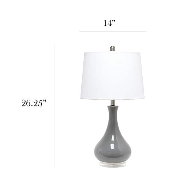 dimension image slide 3 of 4, 26.25 in. Aqua Ceramic Tear Drop Shaped Table Lamp