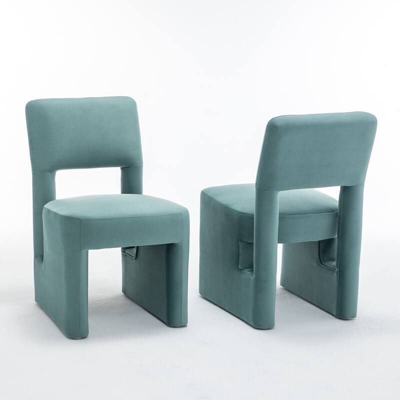 SEYNAR Modern Velvet Upholstered Armless Dining Chair Set of 2