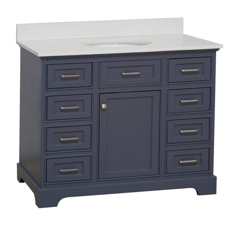 KitchenBathCollection Aria 42" Bathroom Vanity with Quartz Top