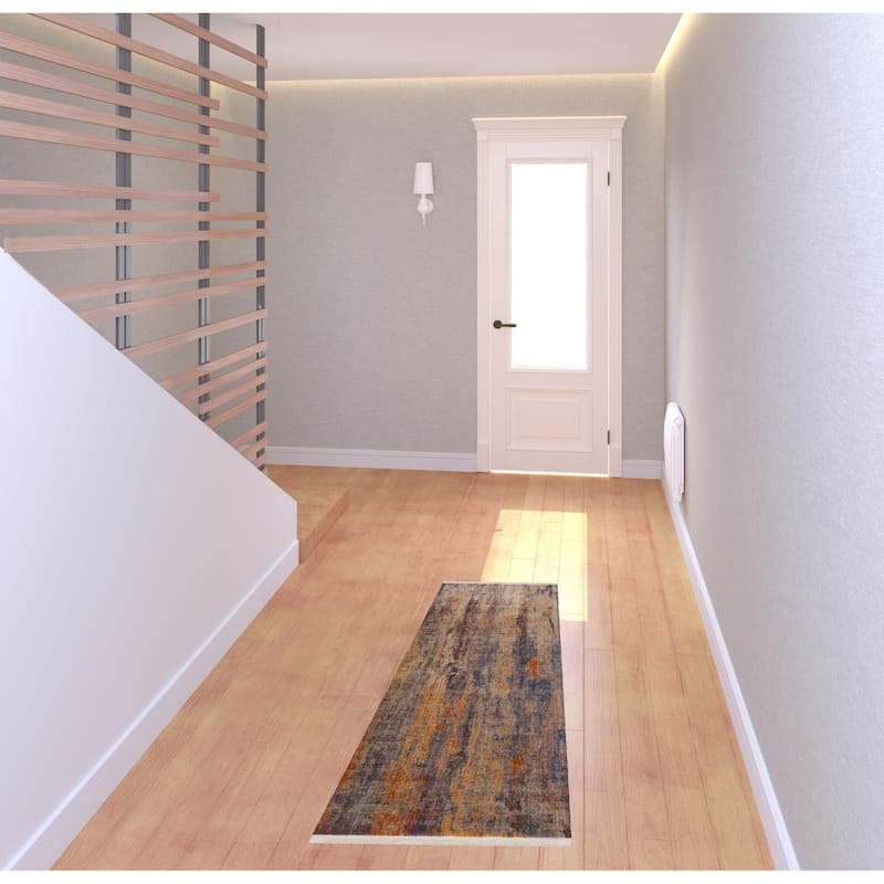 Tecu Distressed Abstract Area Rug By HomeRoots - 2'3" x 12' Runner