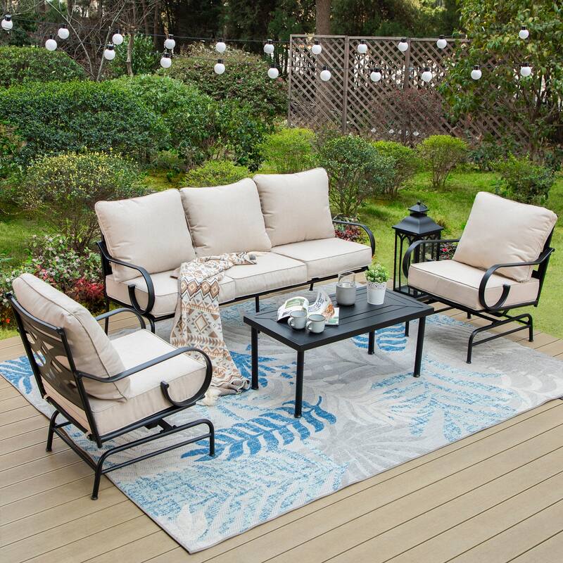 MAISON ARTS 5/7-Seat Patio Conversation Set with 3-Seat Sofa, 2/4 Single Chairs, 2-Seat Sofa and 1 Coffee Table