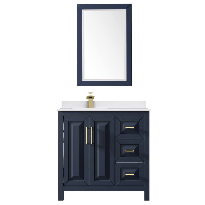 Daria 36-inch Single Vanity, Cultured Marble Top, 24-inch Mirror