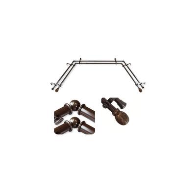 Southwestern Curtain Rods & Hardware Set - Adjustable Rods, Unique Finials, Cocoa Finish - M