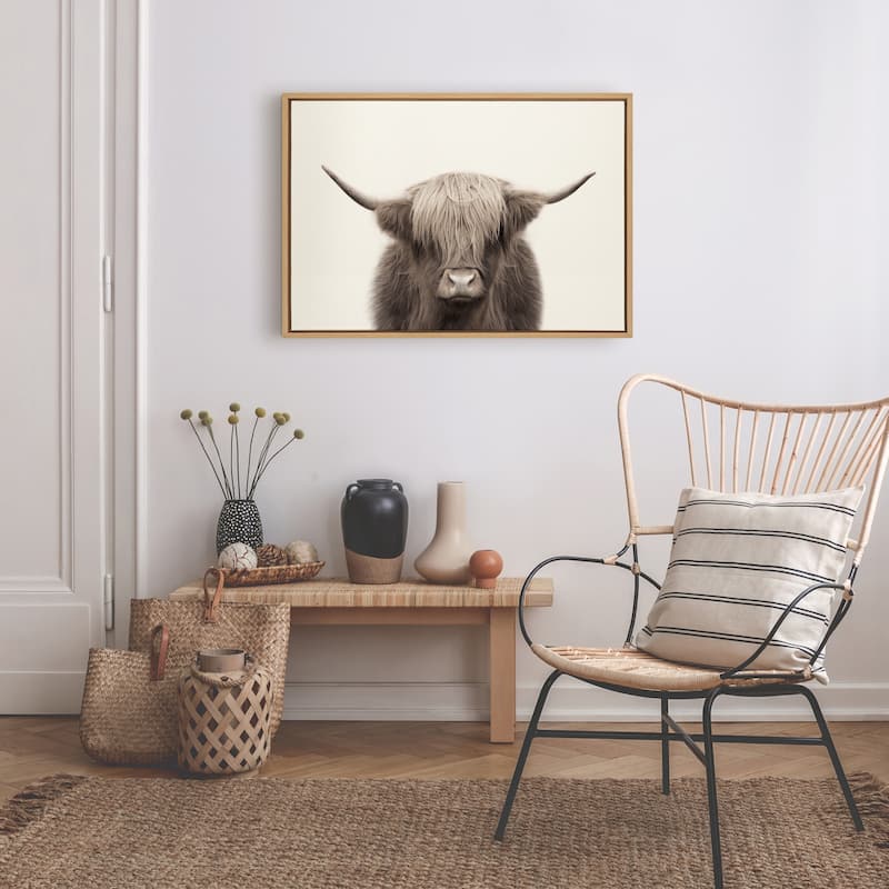 Kate and Laurel Sylvie Cow Canvas by The Creative Bunch Studio