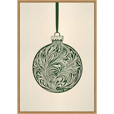 Olive Green Christmas Bauble by Pictufy Studio (23 x 33 in.), Framed Canvas Wall Art Print - Sylvie Natural