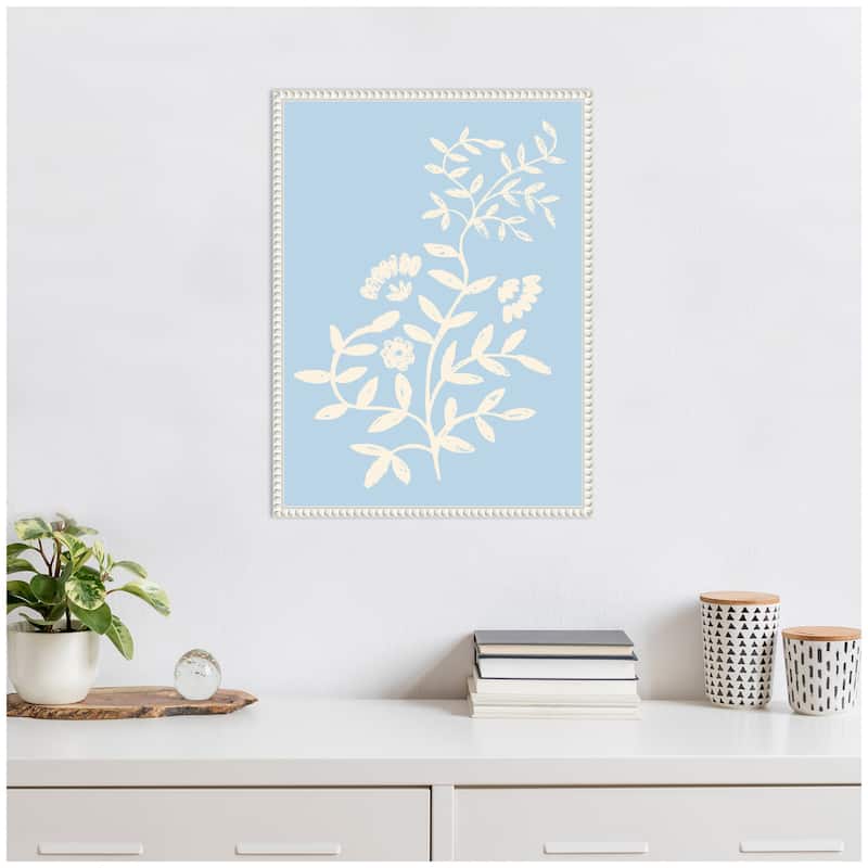 Kate and Laurel Country Chintz Botanical Pale Blue by Vicky Yorke Framed Canvas Wall Art Print