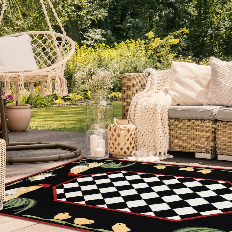 Liora Manne Frontporch Rooster Indoor/Outdoor Rug - 3'6" x 5'6"