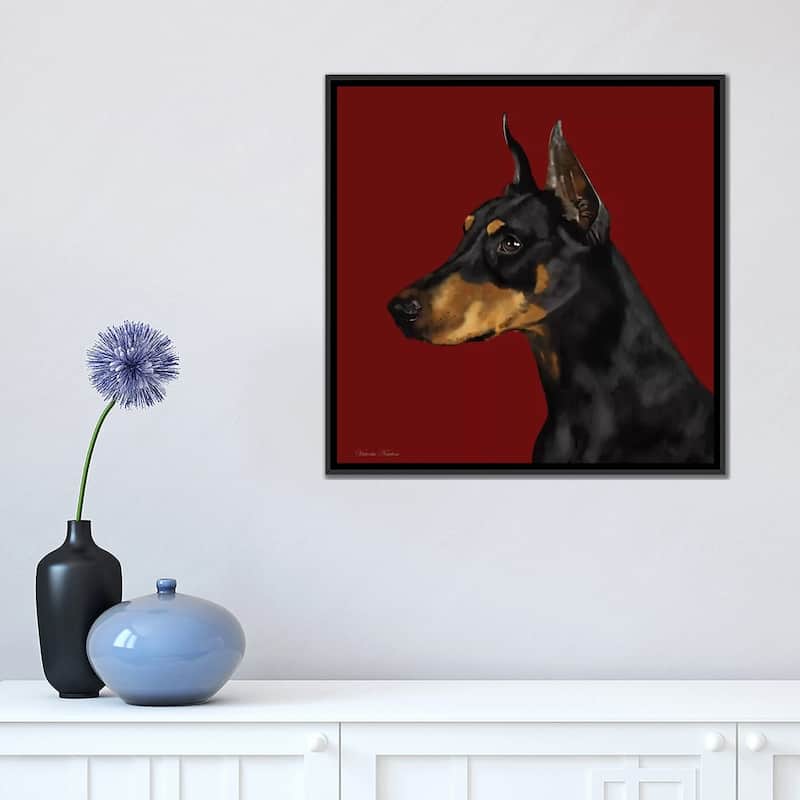 iCanvas "Doberman" by Vicki Newton Framed Canvas Print