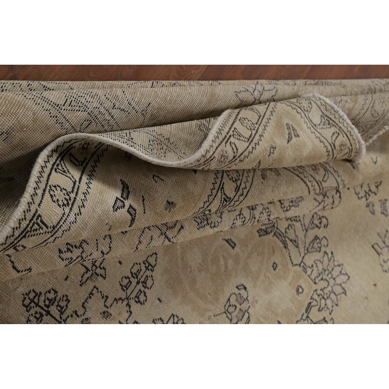 Medallion Tabriz Persian Rug Floral Hand-Knotted Wool Carpet - 9'8"x 13'2"