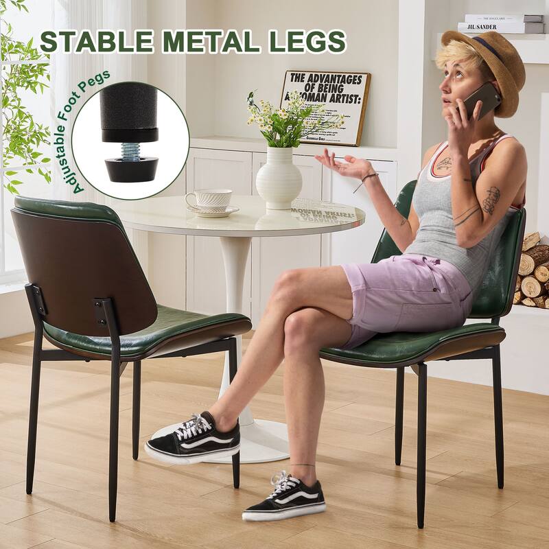 Set of 2 Mid-Century Dining Chairs, Retro Bentwood Design