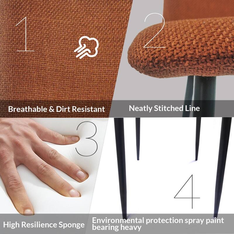Modern Kitchen Upholstered Dining Chairs Set of 4 with Cushion Seat/Black Metal Legs
