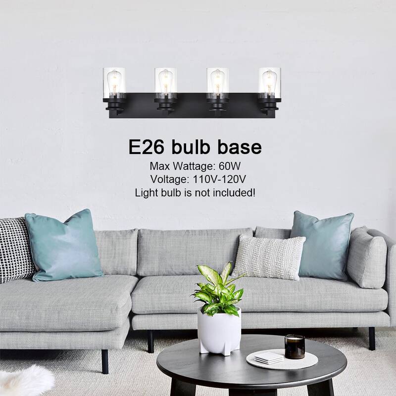 Industrial Vanity Light fixture with Clear Glass Shade