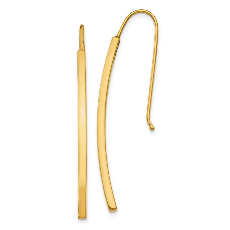 Curata 14k Yellow or White Gold Polished Curved Bar Dangle Hook Earrings 48x1.5mm