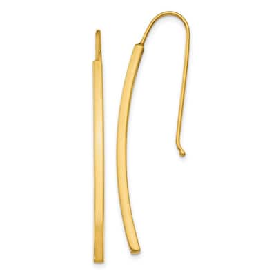 Curata 14k Yellow or White Gold Polished Curved Bar Dangle Hook Earrings 48x1.5mm