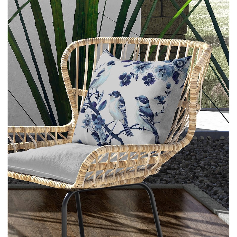 Skyline Chorus Indoor/Outdoor Reversible Throw Pillow Blue and Turquoise