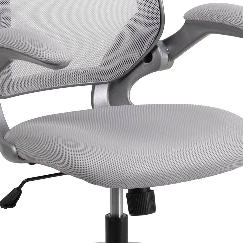 Mid-Back Mesh Swivel Ergonomic Task Office Chair with Gray Frame and Flip-Up Arms