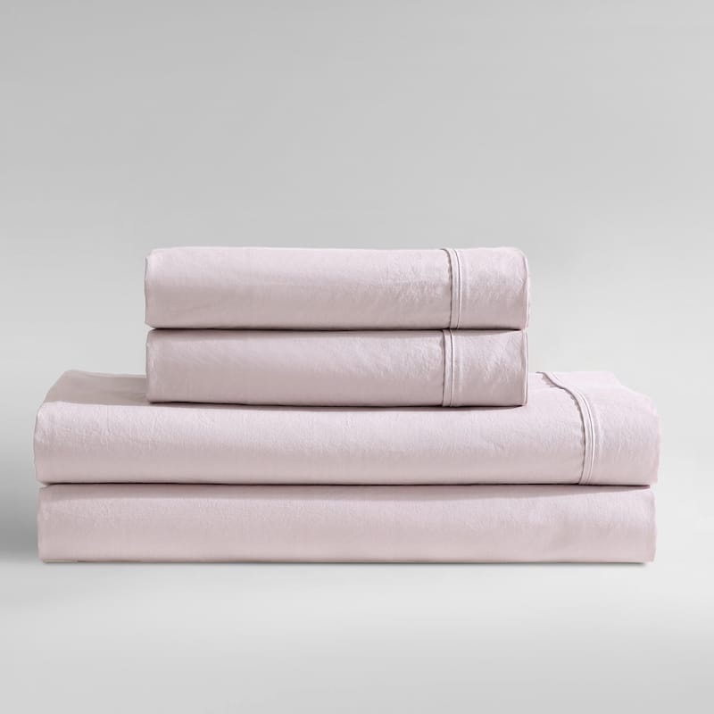 Calvin Klein Washed Cotton Percale Sheet Set - Pink - King