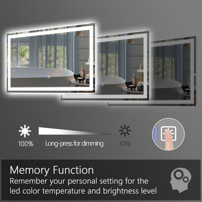 Dimmable LED Bathroom Vanity Mirror with Anti-Fog, Backlit + Front Lit