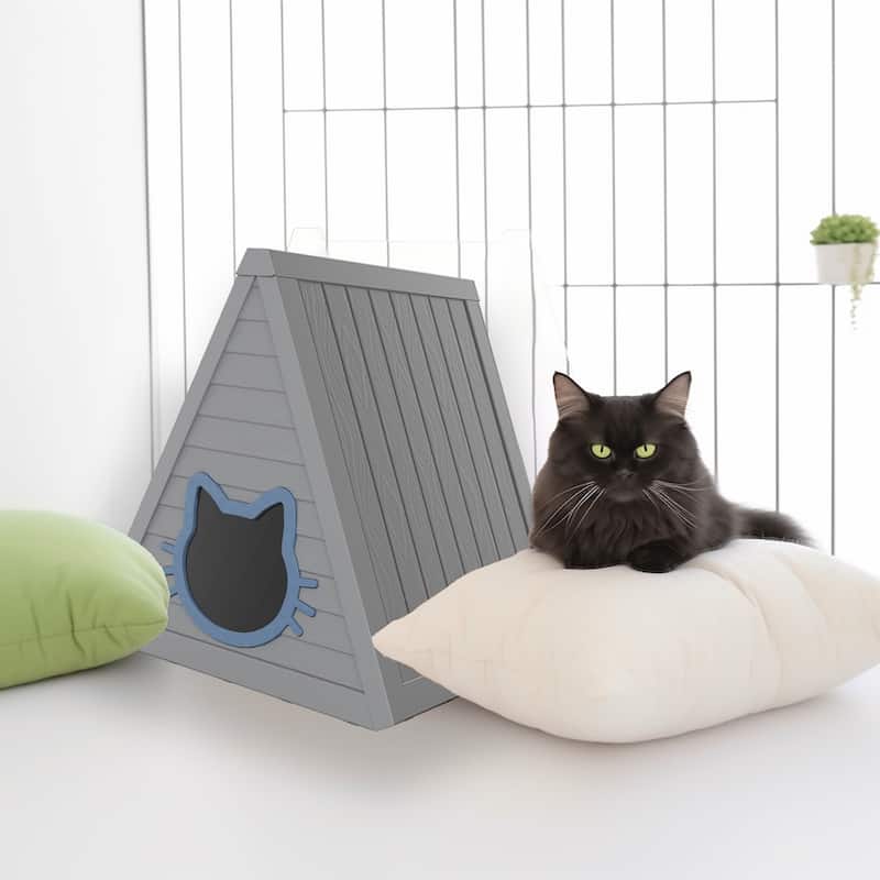 Triangular Gray Cat Nest Cozy Stylish Perfect for Your Feline Friend