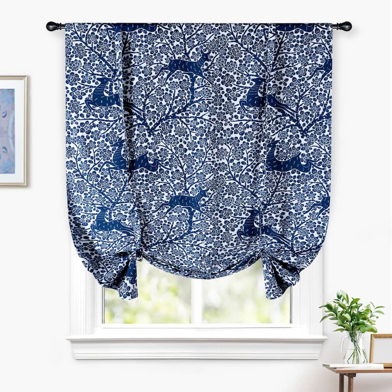 DriftAway Deer Fawn Flower Forest Blackout Thermal Insulated Tie Up Curtain