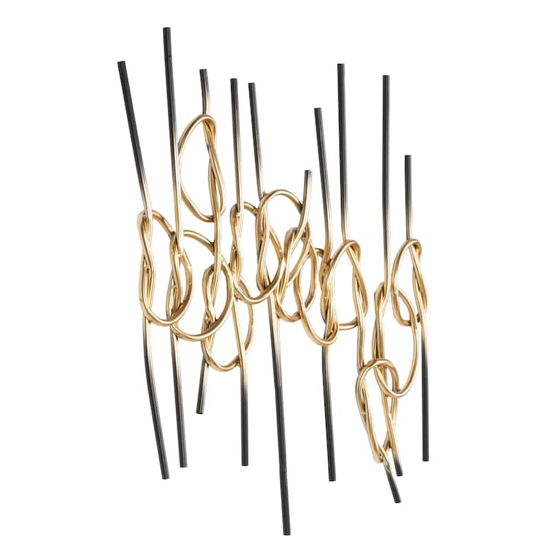 Metal Geometric Knotted Ombre Wall Decor with Black Ends - Gold - Roche River Decor