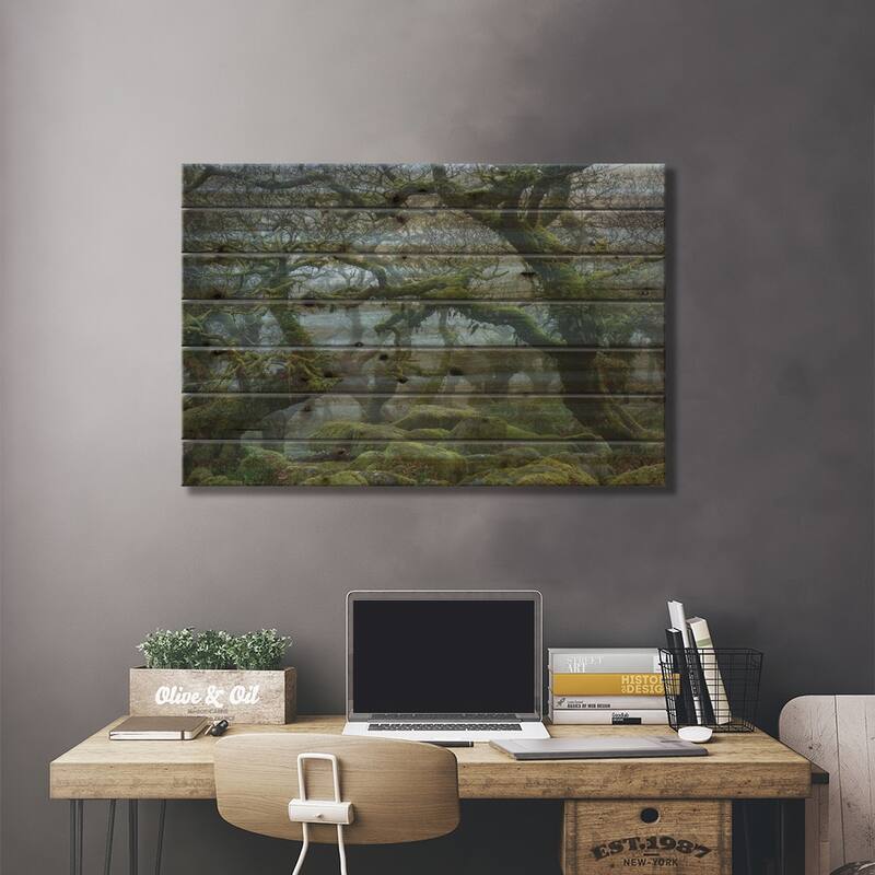 Fangorn Forest Print On Wood by Adam Burton - Multi-Color